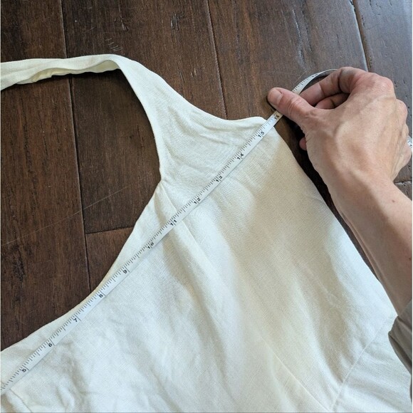 Vintage Laura Ashley 90s 100% Linen Cream White Halter Sundress Midi Size 6 - Picture 2 of 8